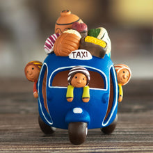 Load image into Gallery viewer, Handpainted Ceramic Andean Motorcycle Taxi Sculpture - Motorcycle Taxi in Blue | NOVICA