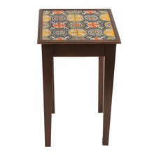 Load image into Gallery viewer, Cedar Accent Table With Geometric Painted Glass Top - Dominican Heritage | NOVICA