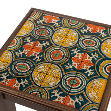 Load image into Gallery viewer, Cedar Accent Table With Geometric Painted Glass Top - Dominican Heritage | NOVICA
