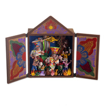 Load image into Gallery viewer, Dance Themed Wood and Plaster Retablo - Ayacucho Scissors Dance | NOVICA