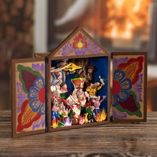 Load image into Gallery viewer, Dance Themed Wood and Plaster Retablo - Ayacucho Scissors Dance | NOVICA
