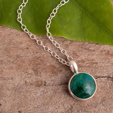 Load image into Gallery viewer, Andean Chrysocolla and Sterling Silver Pendant Necklace - Blue Green World | NOVICA