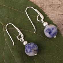 Load image into Gallery viewer, Sodalite and Sterling Silver Dangle Earrings from Peru - Gentle Globe | NOVICA