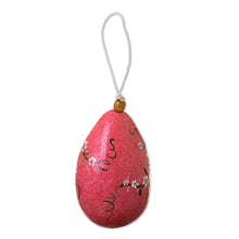 Load image into Gallery viewer, Hand Painted Crackled Red Dried Gourd Birdhouse from Peru - Spring Rose Condo | NOVICA