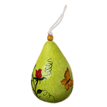 Load image into Gallery viewer, Spring Green Hand Painted Dried Gourd Birdhouse from Peru - Spring Green Condo | NOVICA