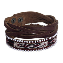 Load image into Gallery viewer, Andean Braided Leather and Wool Bracelet - Andean Roads | NOVICA