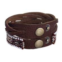 Load image into Gallery viewer, Andean Braided Leather and Wool Bracelet - Andean Roads | NOVICA