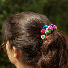 Load image into Gallery viewer, Multicolor Pompom Scrunchies from Peru (Pair) - Dancing at the Andean Festival | NOVICA