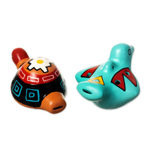 Load image into Gallery viewer, Handmade Ceramic Ocarinas from Peru (2 Pieces) - Night Chant | NOVICA