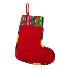 Load image into Gallery viewer, Peruvian Handcrafted Christmas Stocking with Andean Details - Christmas with Flowers | NOVICA