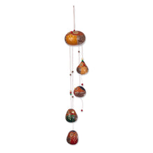 Load image into Gallery viewer, Hand-painted and Owl-themed Dried Gourd Mobile from Peru - Magical Owls | NOVICA