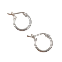 Load image into Gallery viewer, Handmade Modern Sterling Silver Mini Hoop Earrings from Peru - Silver Polish | NOVICA
