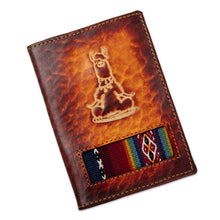 Load image into Gallery viewer, Handcrafted Llama Leather Passport Cover in Dark Brown - Thoughtful Llama | NOVICA