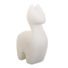 Load image into Gallery viewer, Llama Figurine Handcrafted from Alabaster in Peru - Tender Little Llama | NOVICA