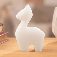 Load image into Gallery viewer, Llama Figurine Handcrafted from Alabaster in Peru - Tender Little Llama | NOVICA
