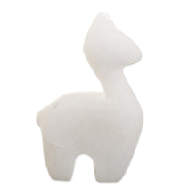 Load image into Gallery viewer, Llama Figurine Handcrafted from Alabaster in Peru - Tender Little Llama | NOVICA