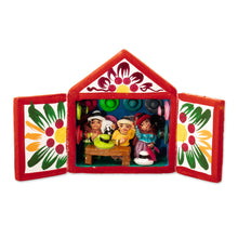 Load image into Gallery viewer, Hand-Painted Hat Store 5 Inch Wood and Ceramic Mini Retablo - Hat Store | NOVICA