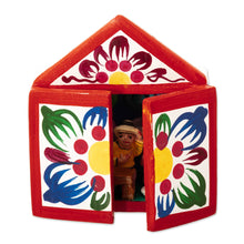 Load image into Gallery viewer, Hand-Painted Hat Store 5 Inch Wood and Ceramic Mini Retablo - Hat Store | NOVICA