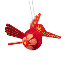 Load image into Gallery viewer, Red Hand-Painted Hummingbird Hanging Ornament - Hummingbird Red | NOVICA