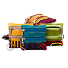 Load image into Gallery viewer, Assorted Mola Embroidered Leather Coin Purse from Colombia - Tropical Treasure | NOVICA