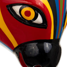 Load image into Gallery viewer, Vibrant Cedar Wood Bull Wall Mask From Colombia - Oneiric Guardian | NOVICA