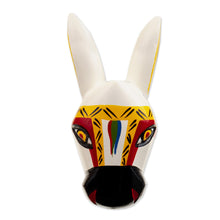 Load image into Gallery viewer, Cedar Wood Colorful Donkey Mask from Colombia - Vivacious Companion | NOVICA