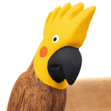 Load image into Gallery viewer, Handmade Cedar Wood Decorative Bowl with a Yellow Cockatoo - Cockatoo Spirit | NOVICA