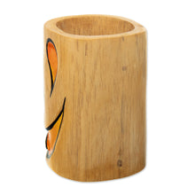 Load image into Gallery viewer, Jaguar-Themed Cedar Wood Pen Holder Crafted in Colombia - Jaguar Gaze | NOVICA