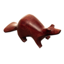 Load image into Gallery viewer, Otter Mini Figurine Hand-Carved in Palo Sangre Wood - Playful Otter | NOVICA