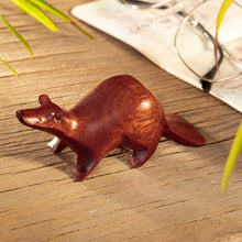 Load image into Gallery viewer, Otter Mini Figurine Hand-Carved in Palo Sangre Wood - Playful Otter | NOVICA