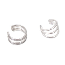 Load image into Gallery viewer, Polished Sterling Silver Modern Ear Cuffs Crafted in Peru - Resonance | NOVICA