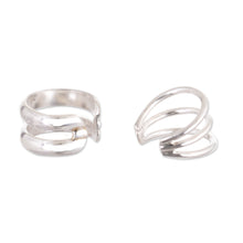 Load image into Gallery viewer, Polished Sterling Silver Modern Ear Cuffs Crafted in Peru - Resonance | NOVICA