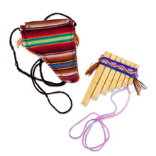Load image into Gallery viewer, Traditional Bamboo Antara Panpipe with Andean Stripe Case - Melodies of the Empire | NOVICA