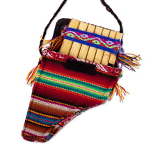 Load image into Gallery viewer, Traditional Bamboo Antara Panpipe with Andean Stripe Case - Melodies of the Empire | NOVICA
