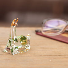 Load image into Gallery viewer, Gilded Clear & Green Glass Llama Figurine Hand-Blown in Peru - Llama's Rest | NOVICA