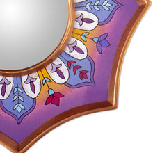 Load image into Gallery viewer, Lilac Floral Star Reverse Painted Glass Mirror - Lilac Star | NOVICA