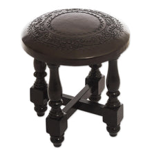 Load image into Gallery viewer, Fair Trade Cedar Wood Leather Brown Stool - Colonial Guard | NOVICA