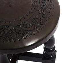 Load image into Gallery viewer, Fair Trade Cedar Wood Leather Brown Stool - Colonial Guard | NOVICA