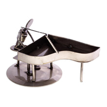 Load image into Gallery viewer, Artisan Crafted Recycled Metal and Car Part Rustic Sculpture - Rustic Piano Man | NOVICA