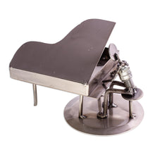 Load image into Gallery viewer, Artisan Crafted Recycled Metal and Car Part Rustic Sculpture - Rustic Piano Man | NOVICA
