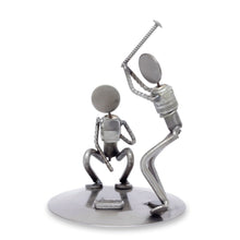 Load image into Gallery viewer, Handcrafted Recycled Metal Rustic Sports Sculpture Mexico - Rustic Baseball Players | NOVICA