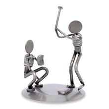 Load image into Gallery viewer, Handcrafted Recycled Metal Rustic Sports Sculpture Mexico - Rustic Baseball Players | NOVICA
