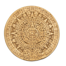 Load image into Gallery viewer, Mexico Archaeological Ceramic Placque - Small Ochre Aztec Calendar | NOVICA