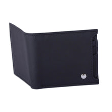 Load image into Gallery viewer, Men's Black Leather Wallet with Removable Card Case - Nocturnal Trail Blazer | NOVICA