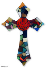 Load image into Gallery viewer, Stained glass cross - Fire of Faith | NOVICA