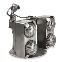Load image into Gallery viewer, Dance and Music Metal Recycled Auto Parts Sculpture - Rustic DJ | NOVICA