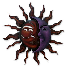 Load image into Gallery viewer, Sun and Moon Steel Wall Art - Romantic Duality | NOVICA