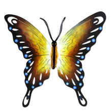 Load image into Gallery viewer, Hand Made Orange Butterfly Steel Wall Sculpture Mexico - Soul of Happiness | NOVICA