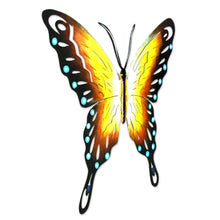 Load image into Gallery viewer, Hand Made Orange Butterfly Steel Wall Sculpture Mexico - Soul of Happiness | NOVICA