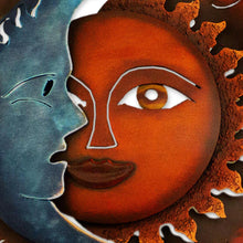 Load image into Gallery viewer, Handcrafted Sun and Moon Steel Wall Sconce from Mexico - Eclipse Over Jalisco | NOVICA
